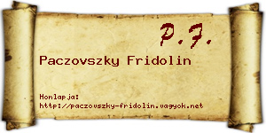 Paczovszky Fridolin névjegykártya
